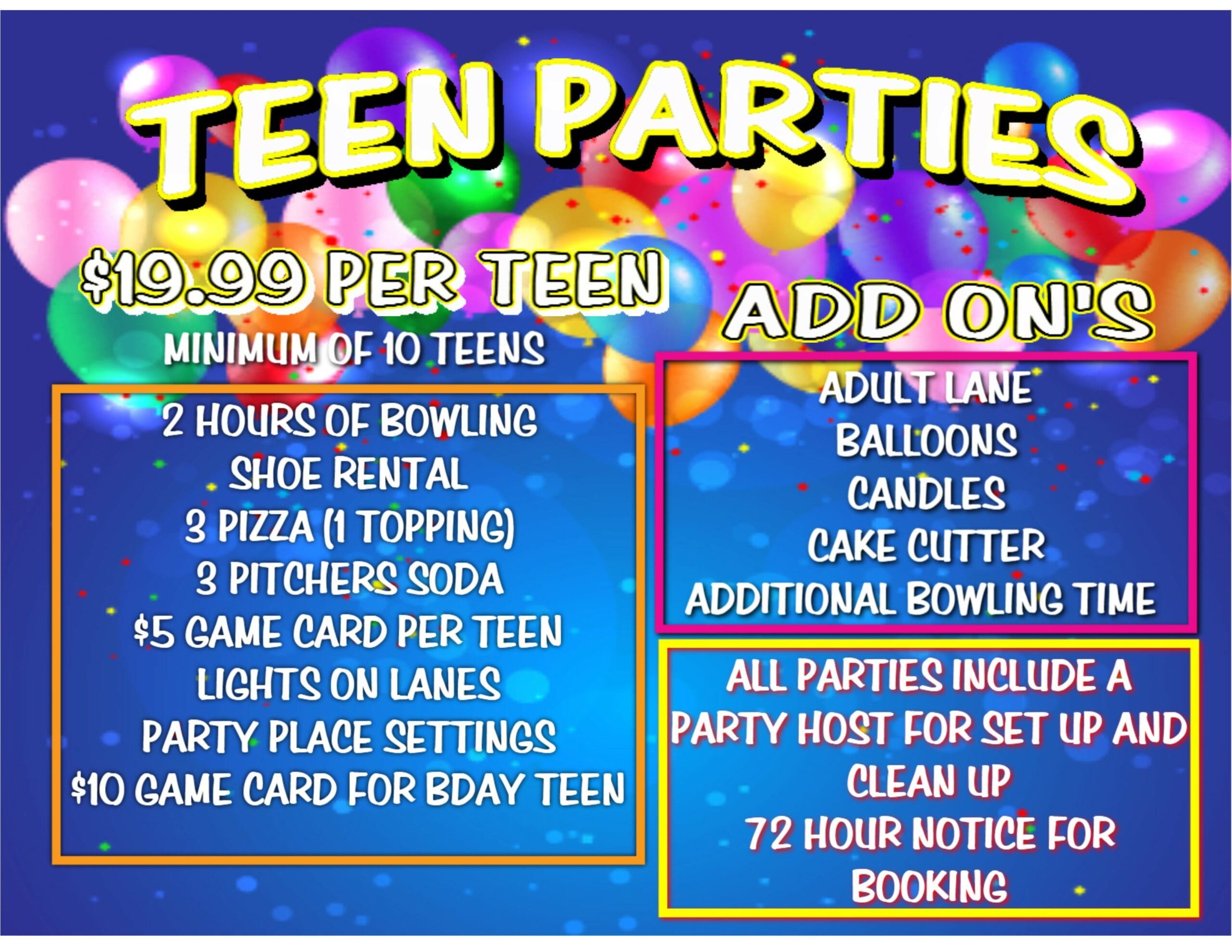 Teen Birthday Parties – Paradise Lanes